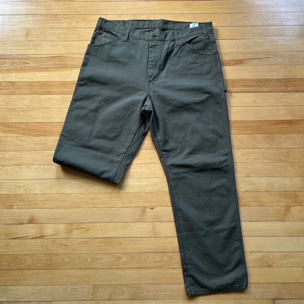 Dickies Carpenter Pants Mens 38x30 Duck Canvas Workwear Military Green NWOT